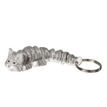 Kot maine coon szary z szarymi pręgami brelok 3D do kluczy